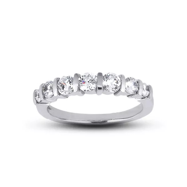 Classic Wedding Band Vintage Solid 14K Gold 1 Carat Round Natural Diamond F VS2