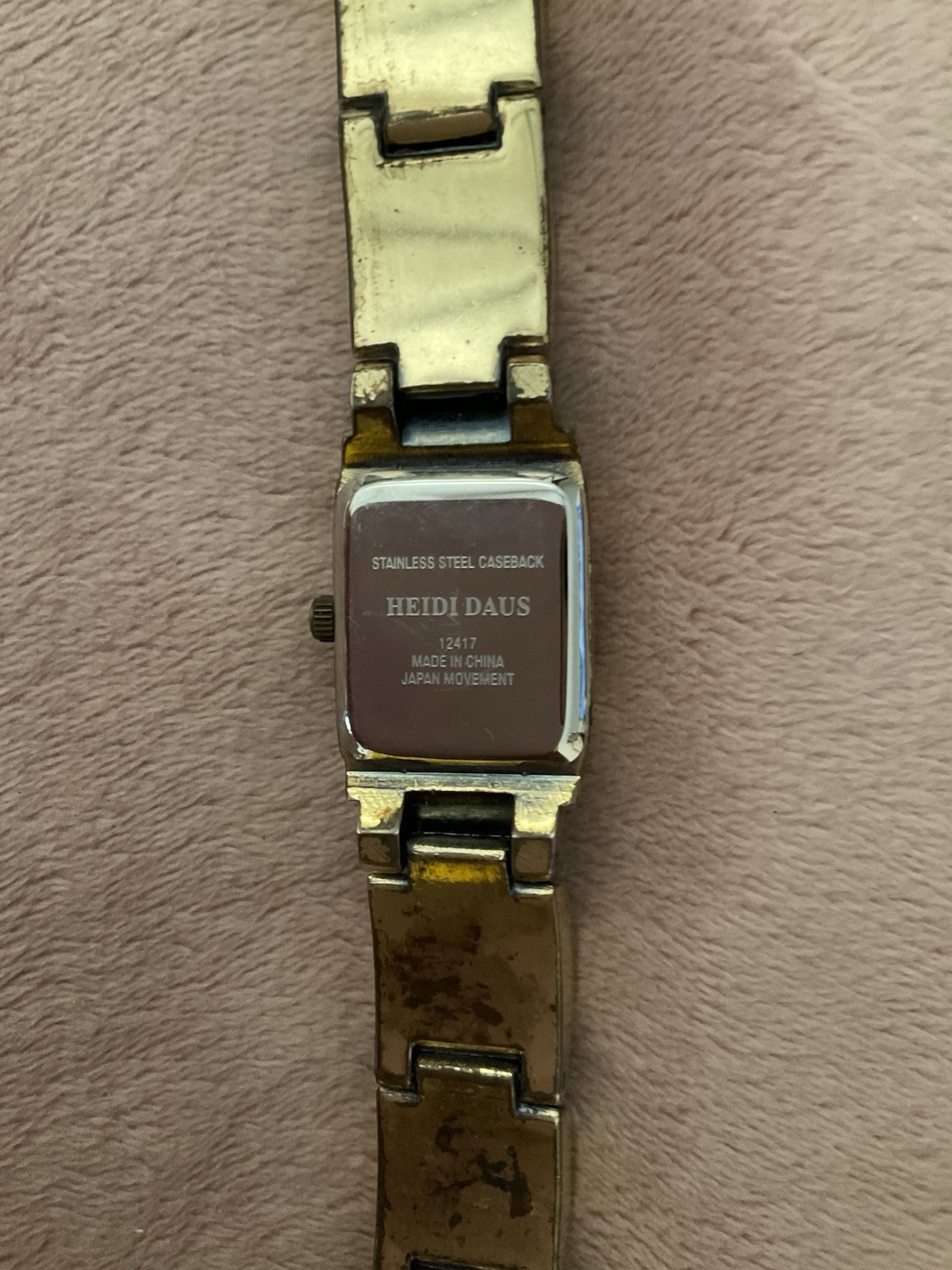 Heidi Daus Women Quartz Rectangle Wristwatch Roman Numeral Silver Dial Bracelet