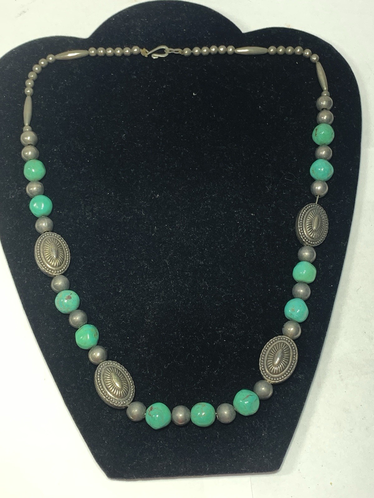 Use Silver Plate And Turquoise Beads Necklace