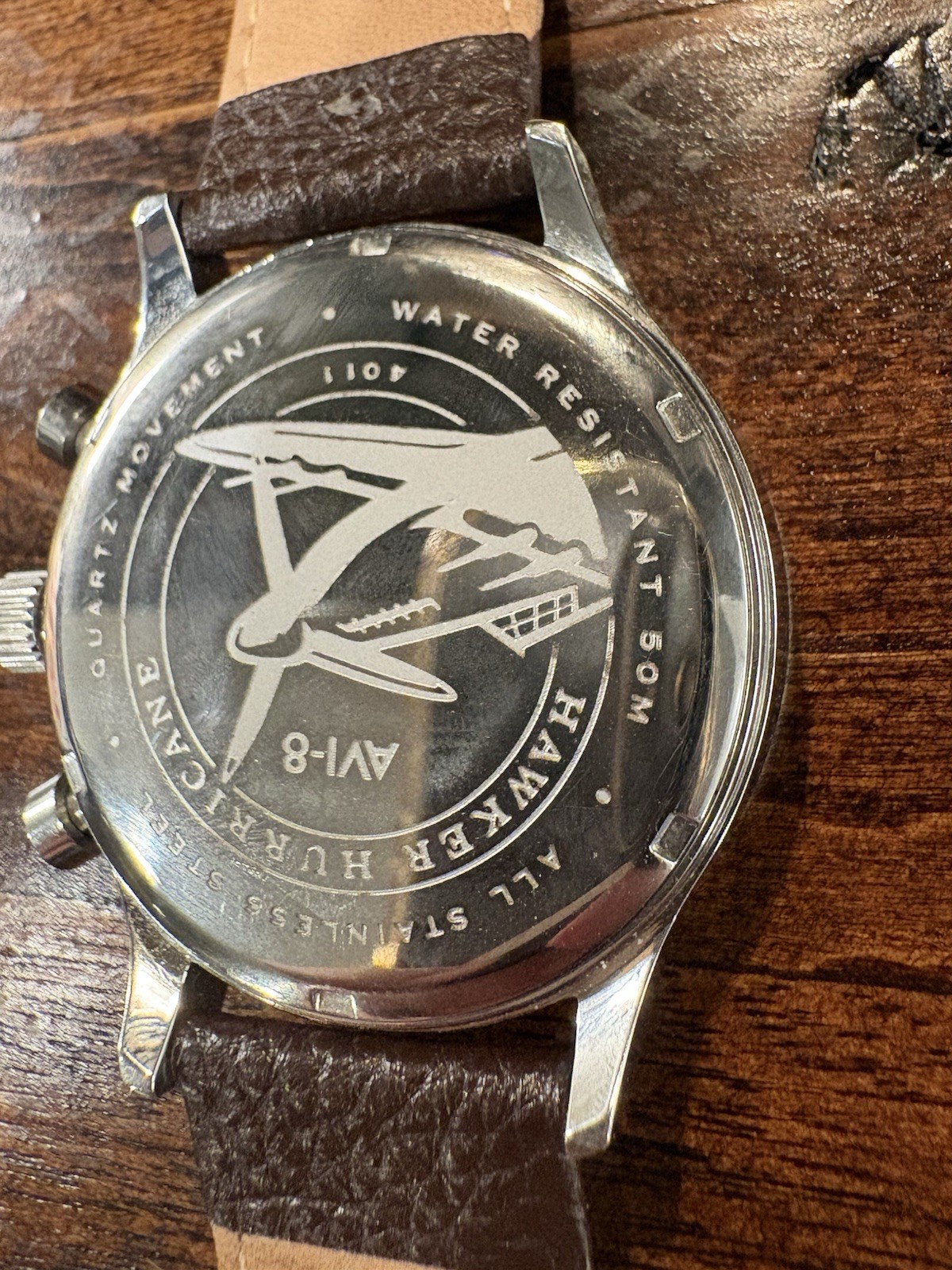 AVI-8 Hawker Hurricane Classic Chronograph Brown Leather Watch AV-4011