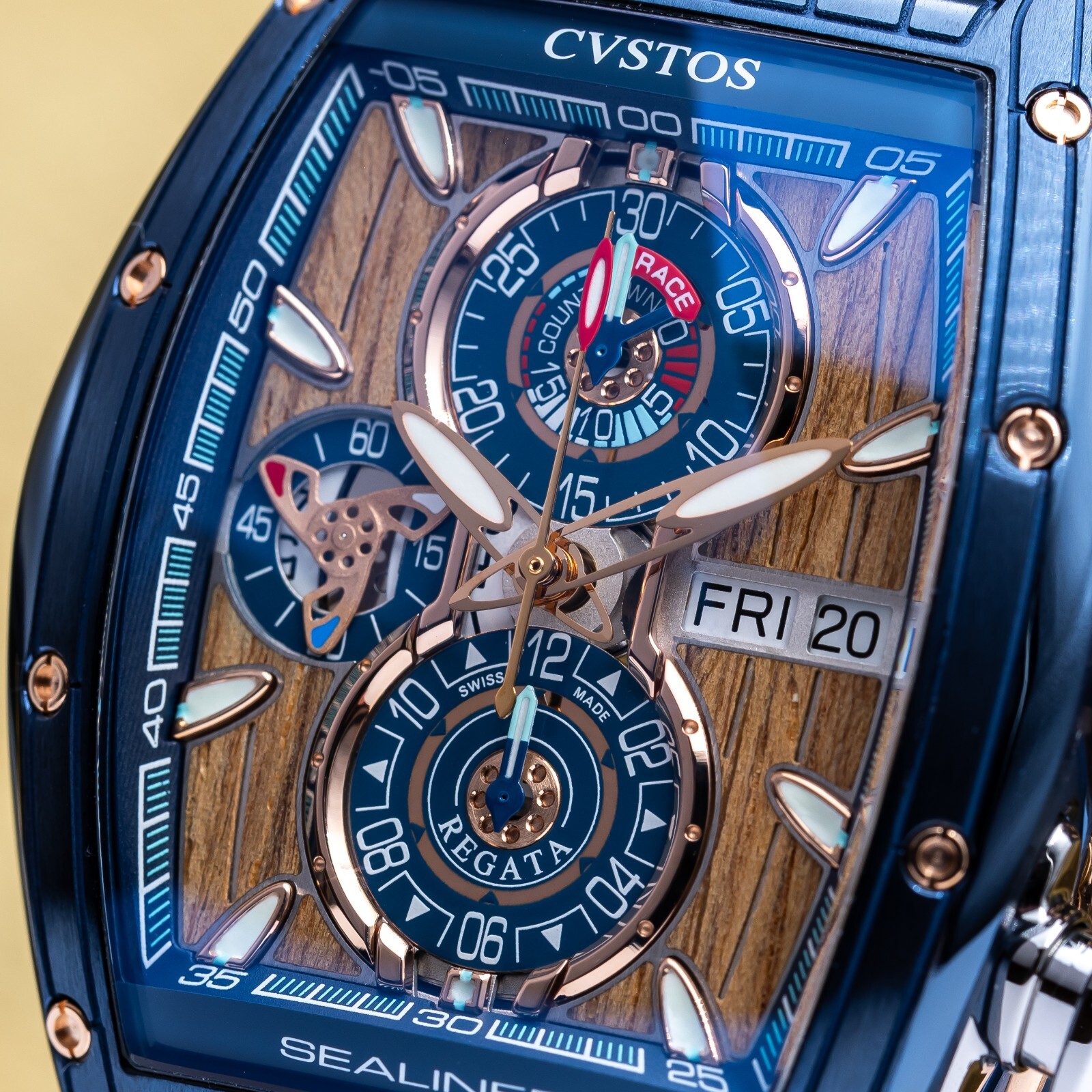 CVSTOS Sealiner Chronograph Steel Teak Wood Dial C01107.4105001 Brand New 2025
