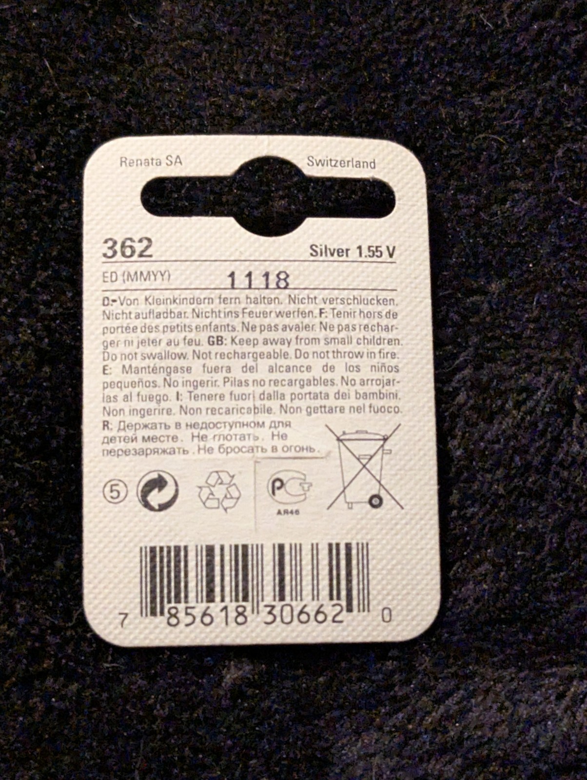 Renata 362 SR721SW Silver Oxide Watch Battery 1.55V