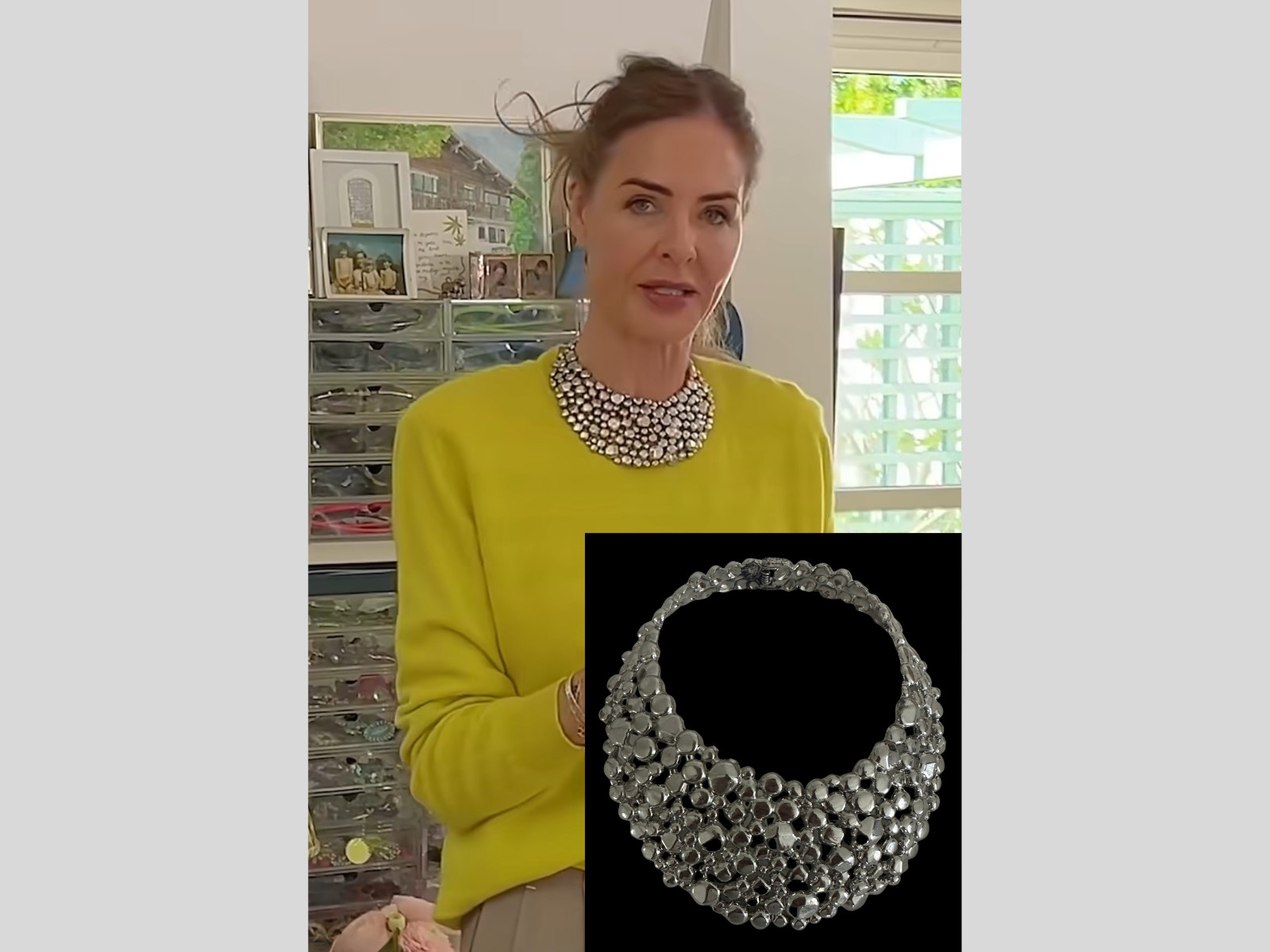 Trinny Collar Necklace – Hinged Bib Choker – Platinum – Same/Next Day Dispatch
