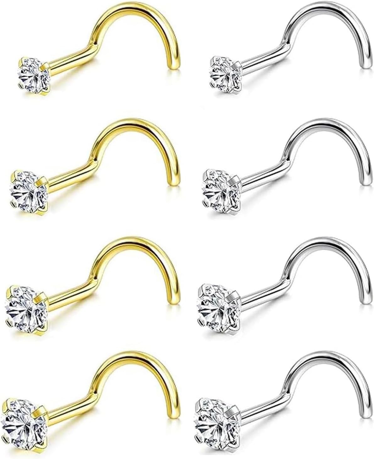20G Stainless Steel Nose Rings Set of 8 – Hypoallergenic & Stylish Jewelry