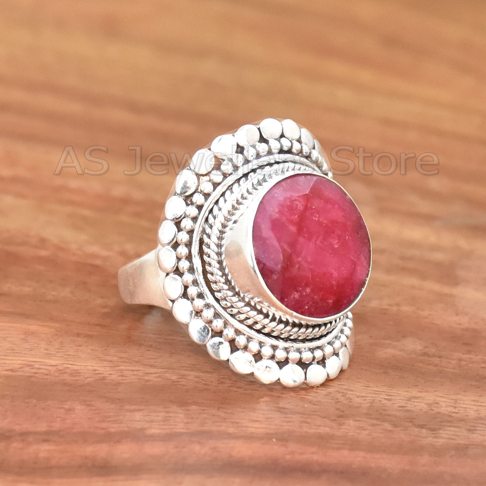 925 Sterling Silver, Ruby Gemstone Ring, Handmade Statement Ring, Silver Jewelry