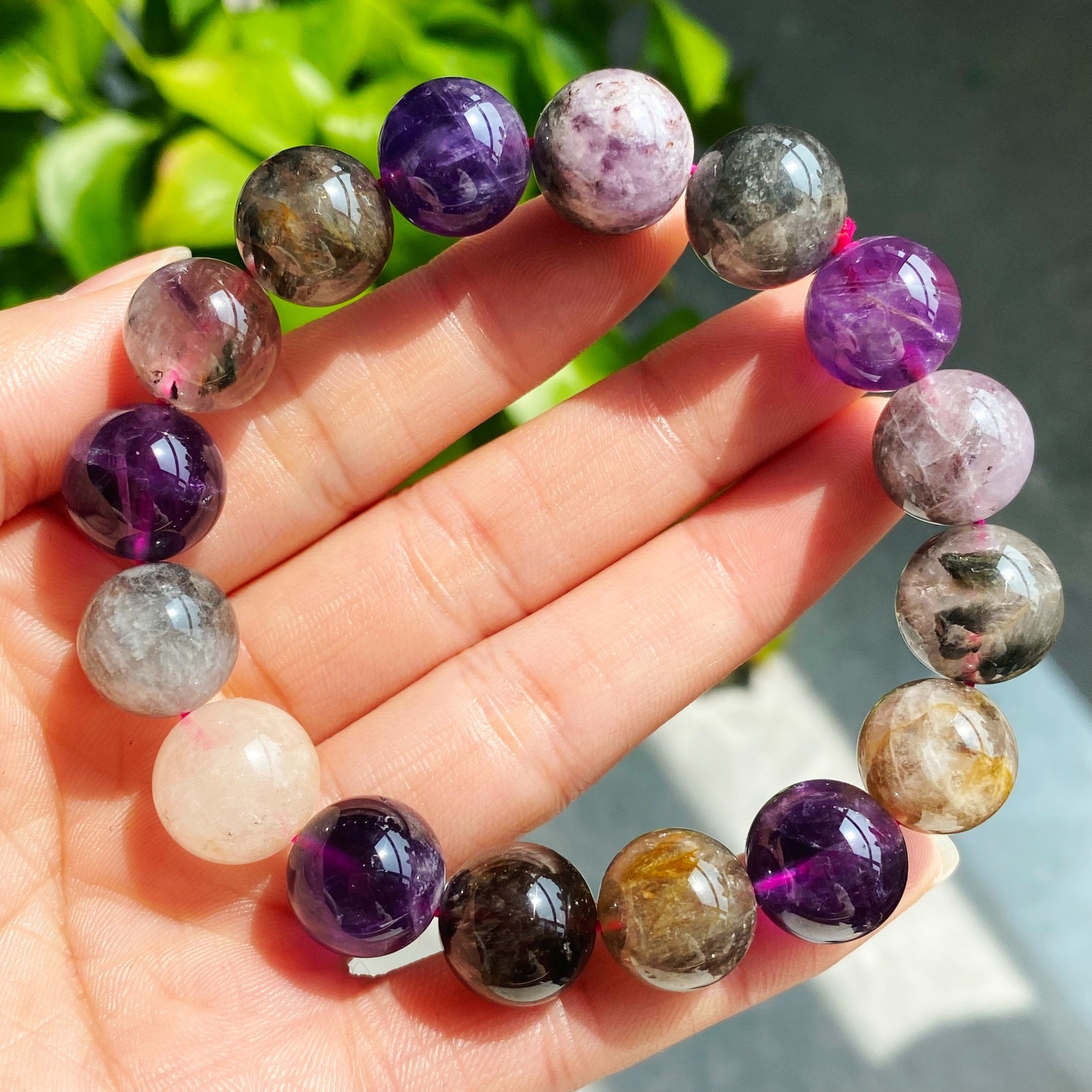 13-13.7mm Natural Auralite 23 Crystal Quartz Beads Bracelet 2895