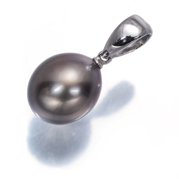Auth TASAKI Pendant Black South Sea Pearl 10.3mm Solitaire 14K 585 White Gold