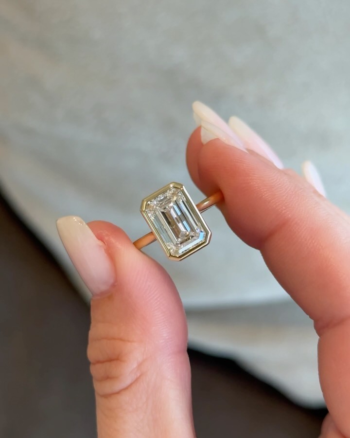 3.75 Ct Timeless Elegance Emerald Cut Lab Grown Diamond Ring 18K Yellow Gold