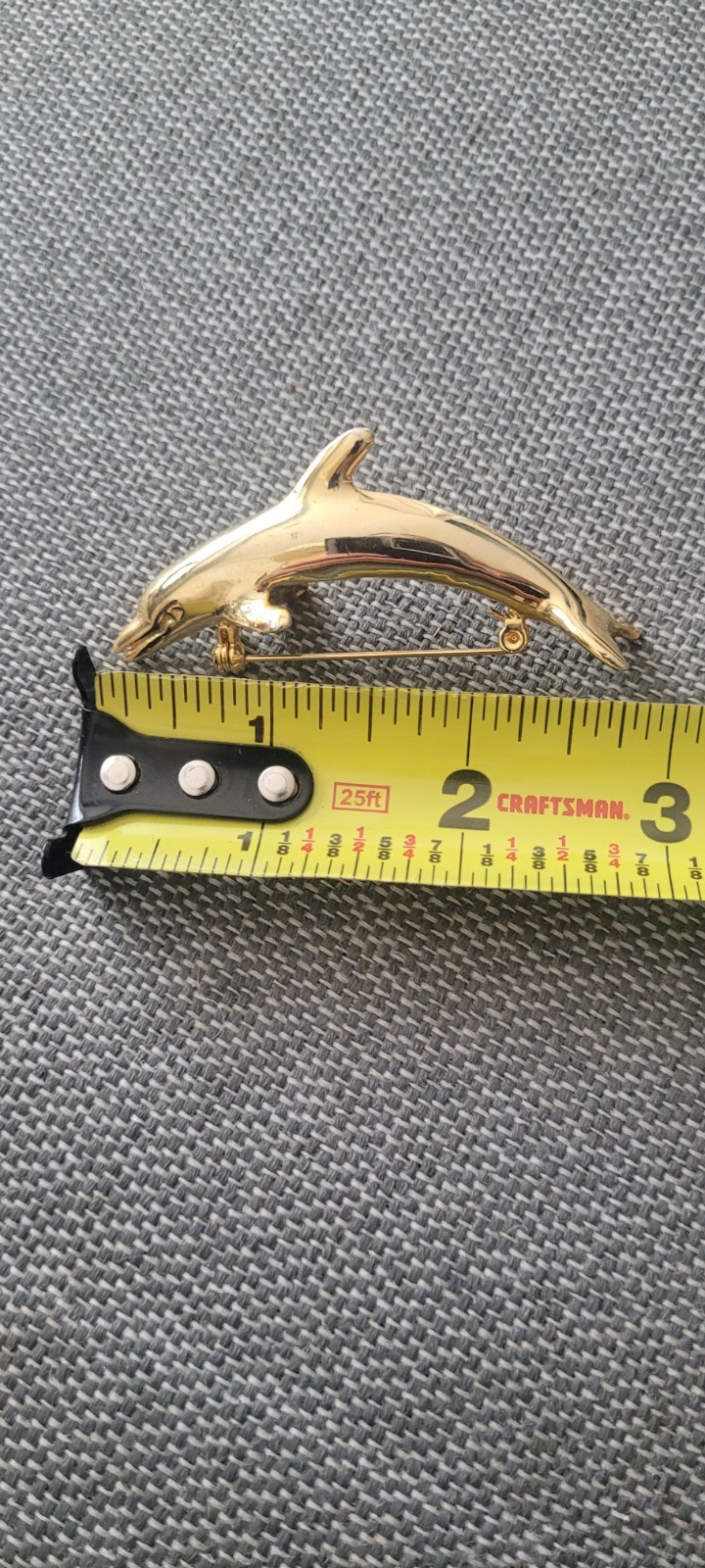 Gold Tone Dolphin Brooch Pendant