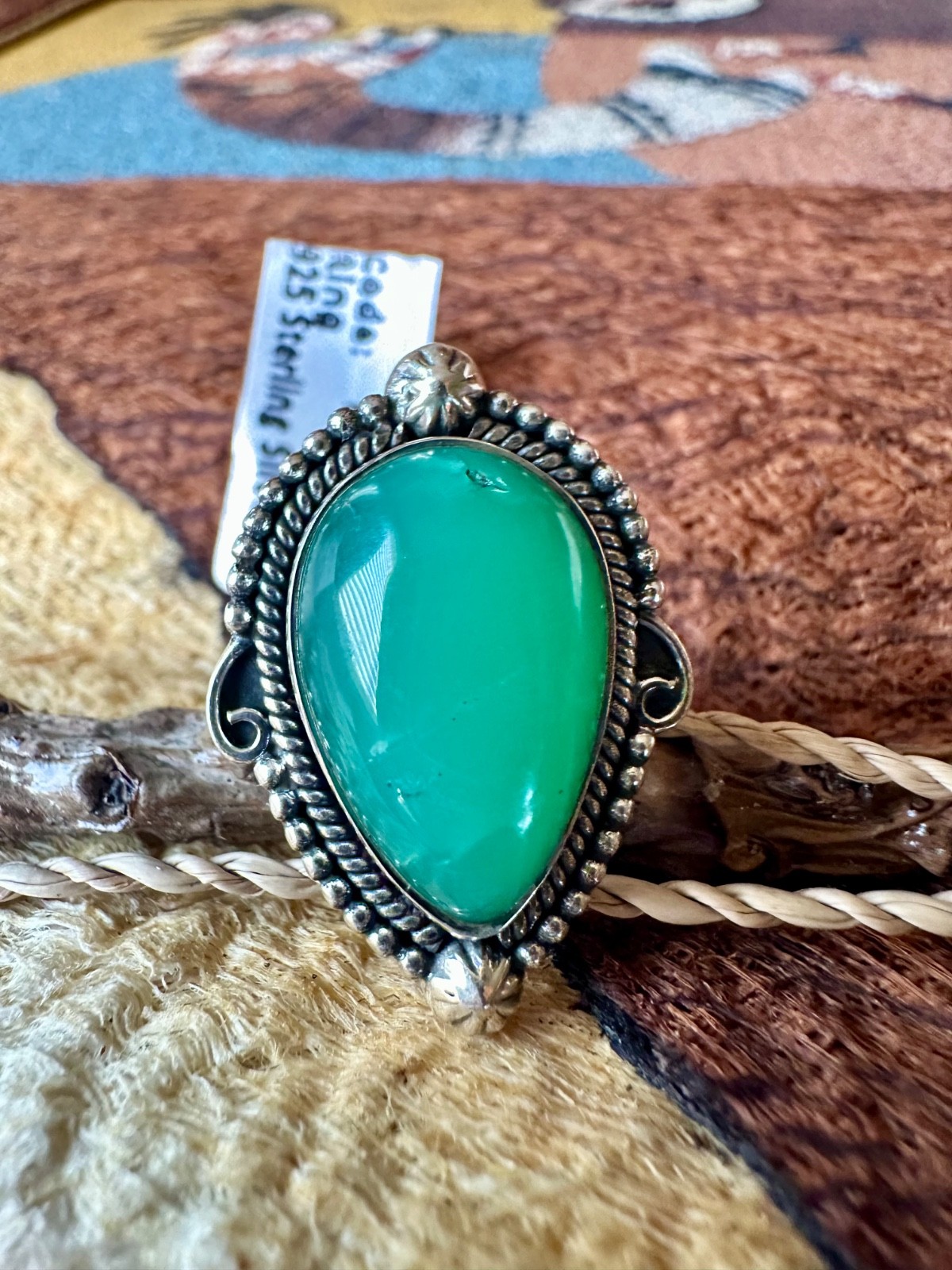 Chrysoprase .925 Sterling Ring Size 7 Stunning COLOR / WATCH VIDEO NOW!