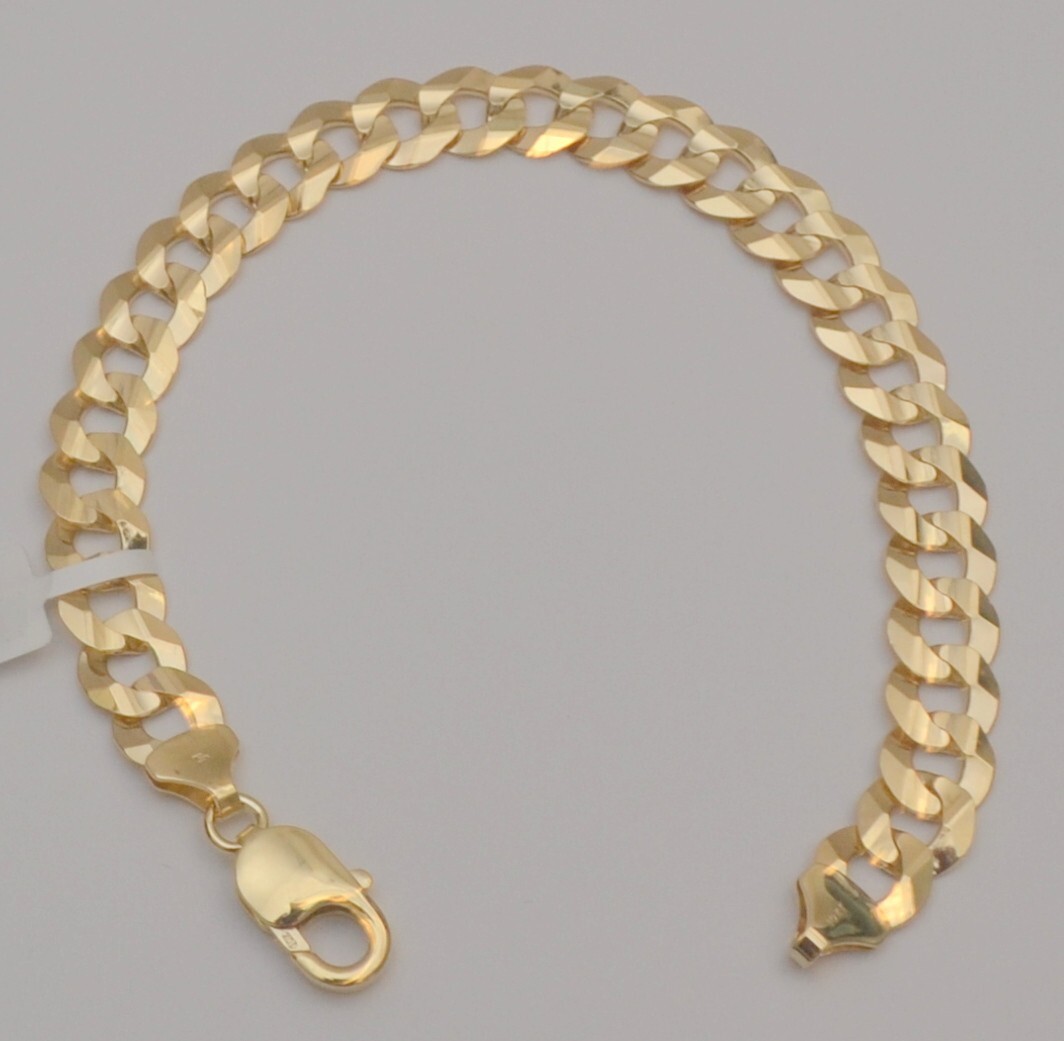 Gold chain 10k solid yellow cuban curb link bracelet 8.25 in 9.3 mm 16.8 gr