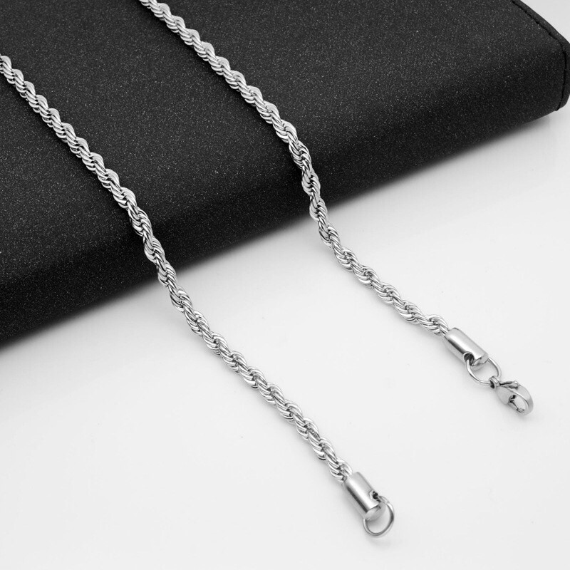 Wholesale Stainless Steel Twist Rope Chain Necklace For Pendants Mens & Womens