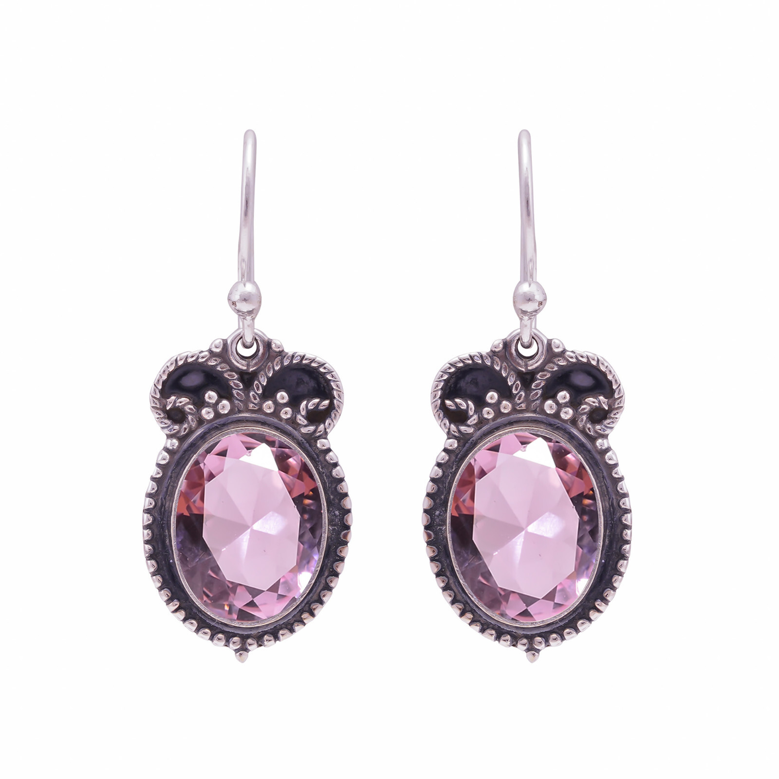 Pink Kunzite Gemstone Earring 925 Sterling Silver Handmade Jewelry Gift For Her