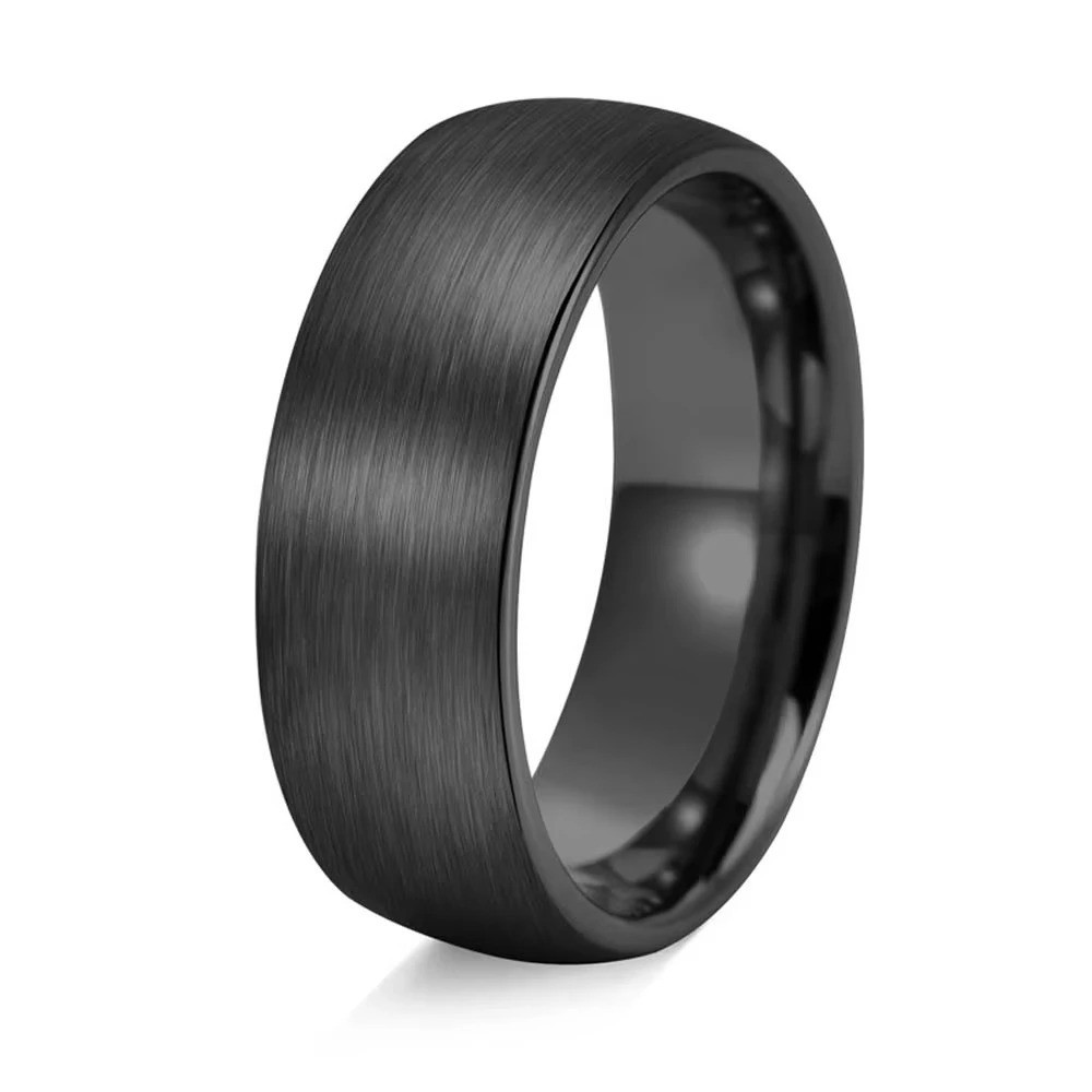 8MM Fashion Band Brushed Wedding Stainless Steel Solid Ring Men Women Gift