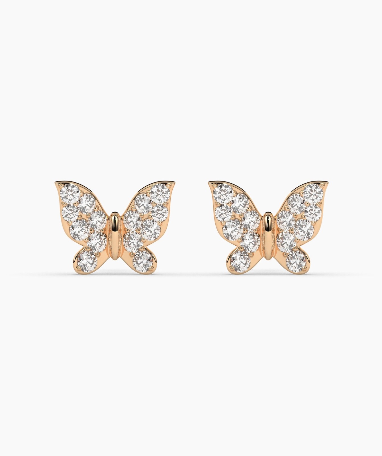 0.24 CT Round Lab Grown Diamond 14K Gold Butterfly Stud Fine Earrings For Woman