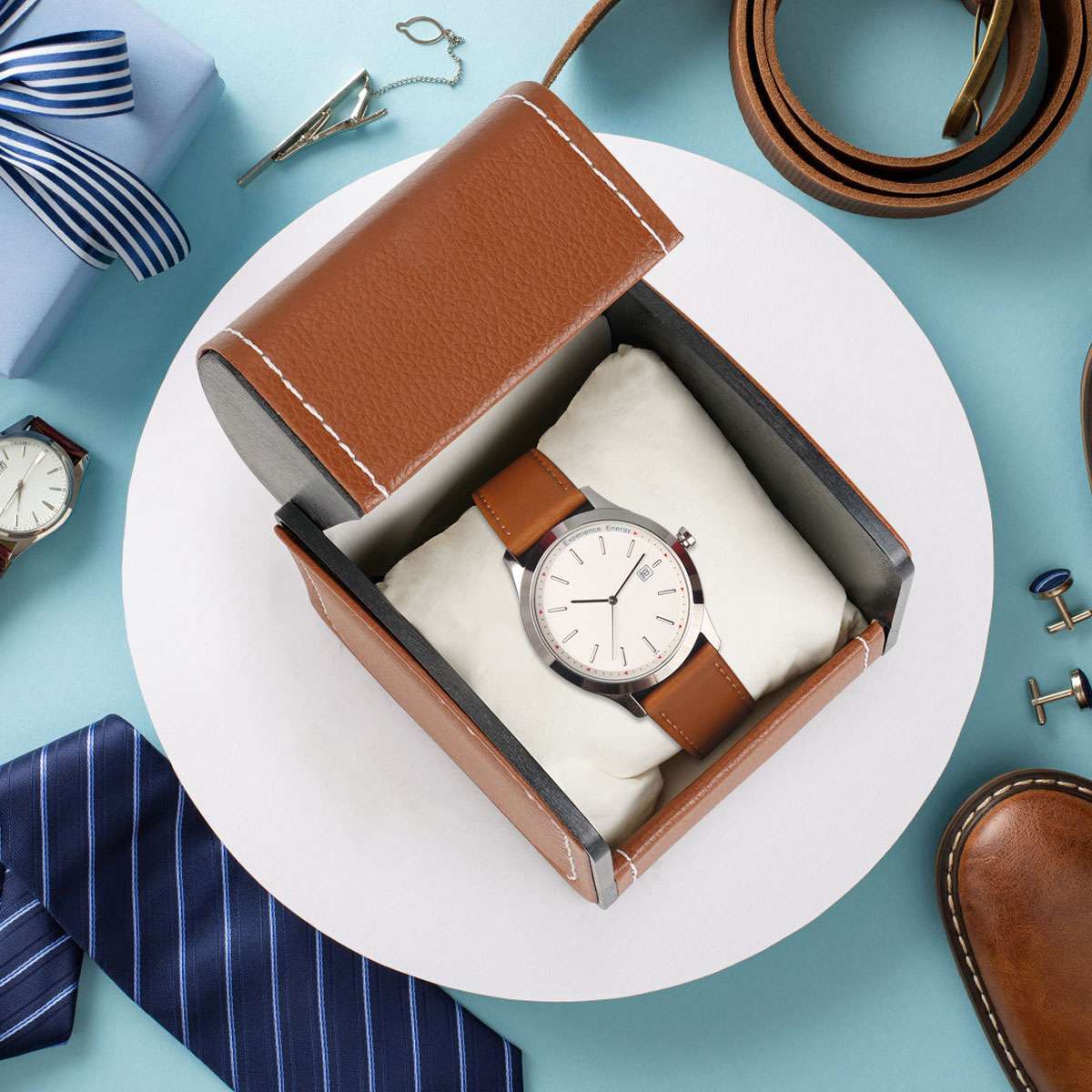 Watch Box Storage Case With Matching Pillow , PU Leather Luxury Single Watch Box