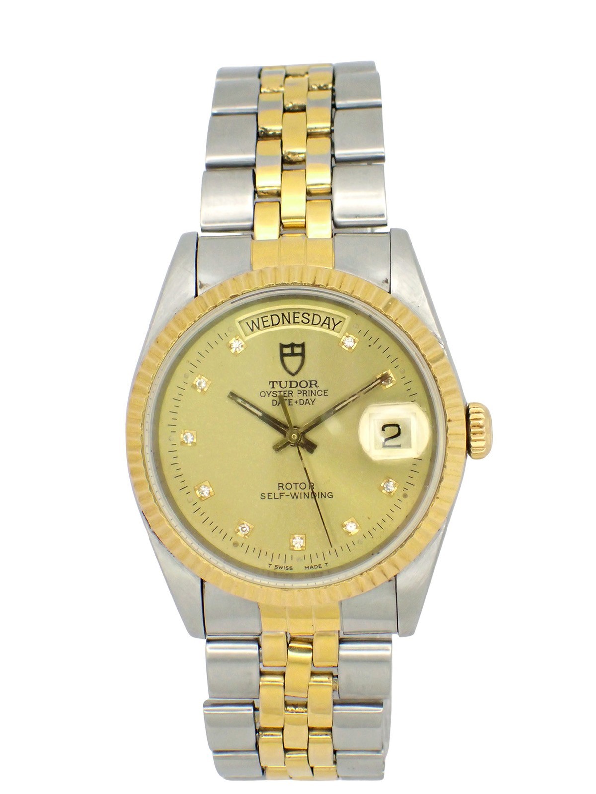 TUDOR Oyster Prince Date + Day Rotor Automatic DayDate Watch Gold Dial 76213