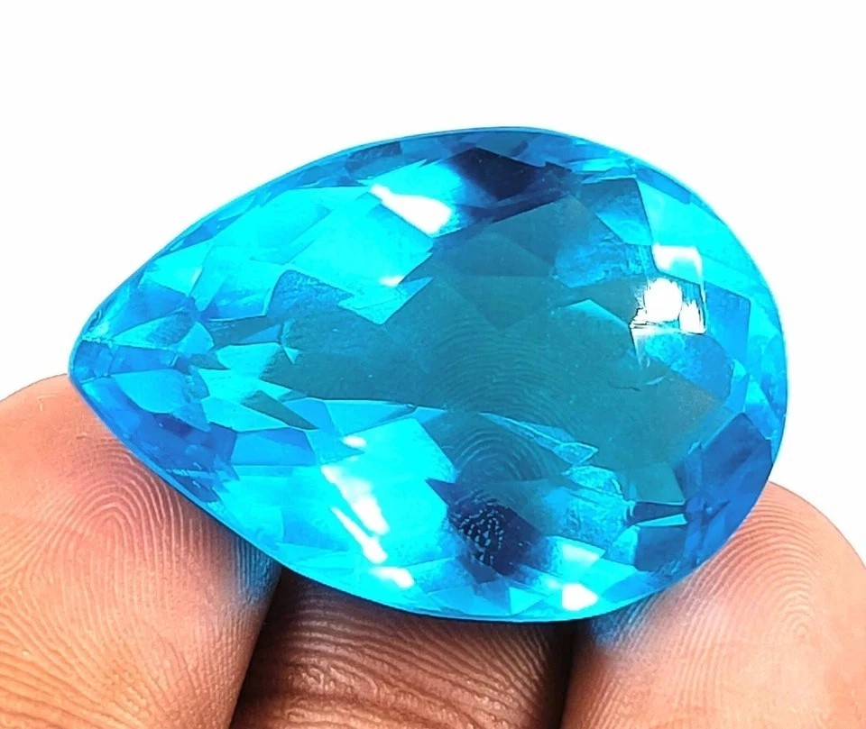 Natural Blue Topaz Pear Cut 71.52 Ct Certified Jewelry Making Stone