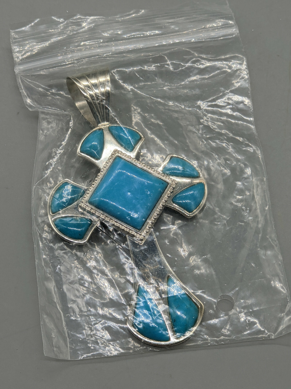 4″ x 2″ 1.31 Ounce Sterling Silver With Turquoise Inlays-Free Shipping