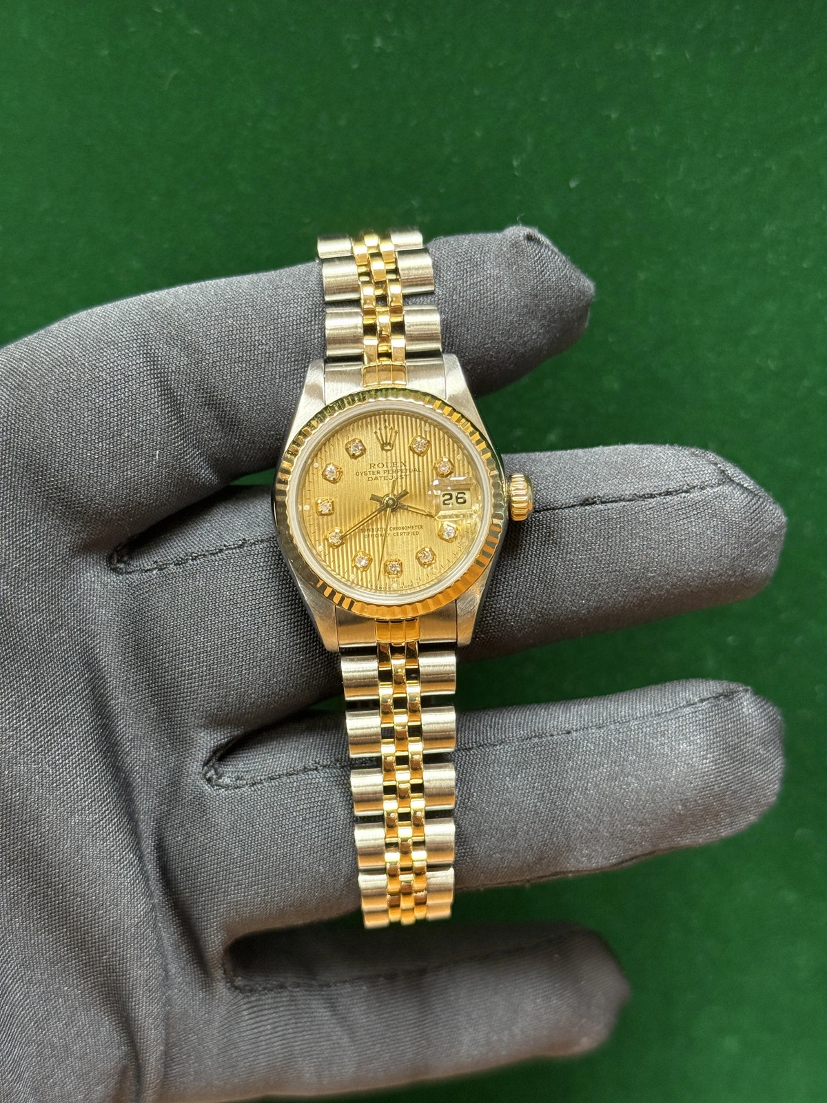 1987 Rolex Lady-Datejust Aftermarket Diamond Dial Jubilee 69173 Steel & YG