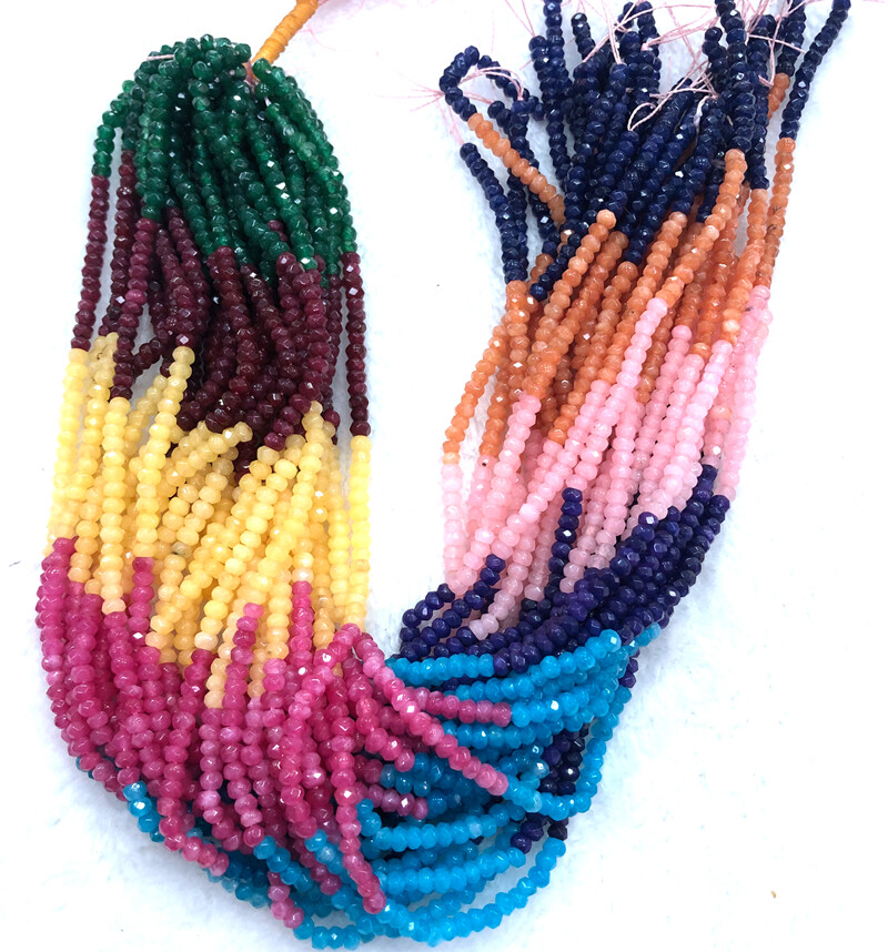 LOT 5pcs 2x4mm Faceted abacus Jade Roundelle Gemstone Loose Beads 14″