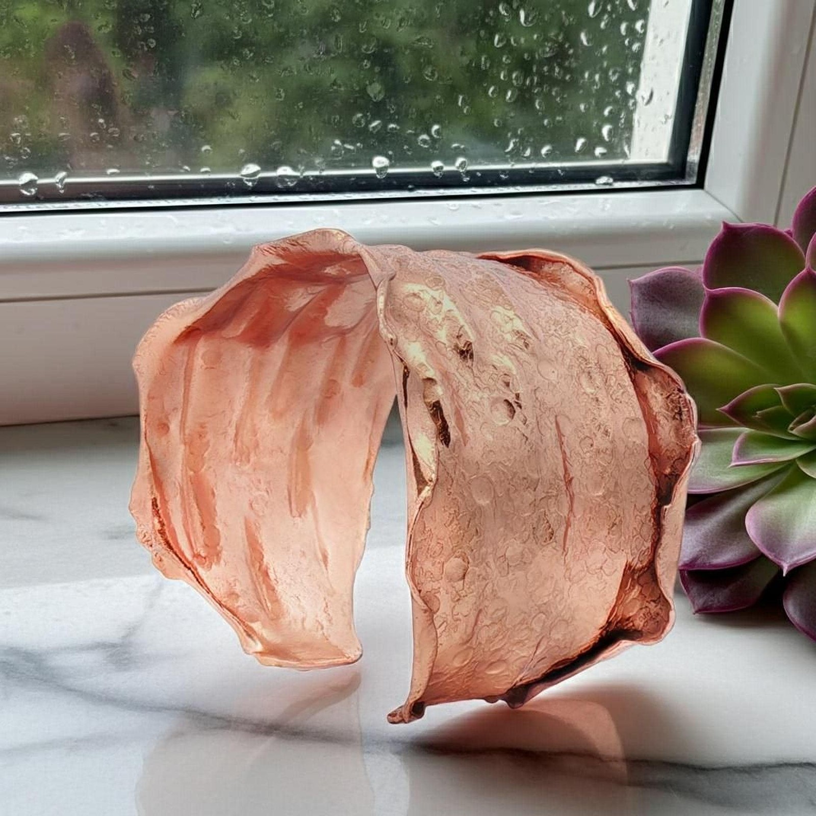 Copper Cuff Bracelet Solid Copper Crinkled Torn Edge Adjustable Style