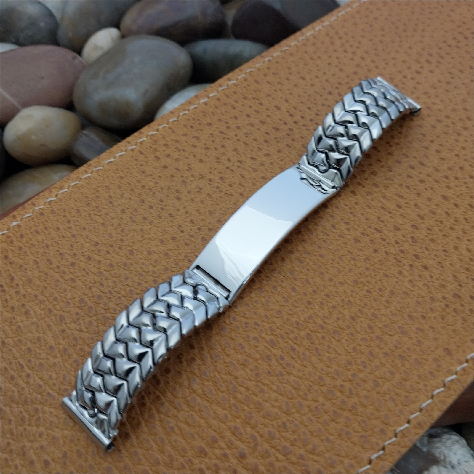 1950s Vintage Watch Band 5/8″ Drema Stainless Steel & Rhodium ID Tag Old-Stock