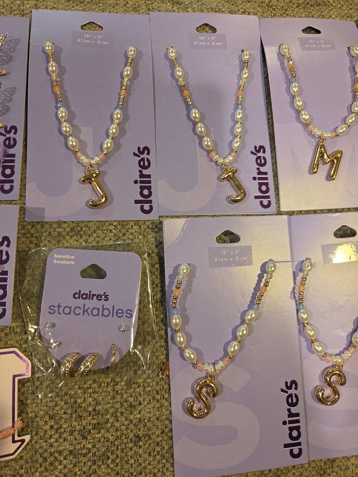 Lot Of 13 Mixed Claire’s Jewelry Earrings Necklaces