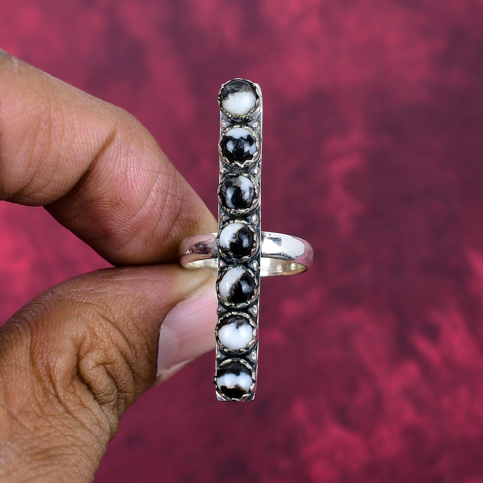 Baffelo Jasper Gemstone Handmade 925 Solid Sterling Silver Bohemian Jewelry Ring