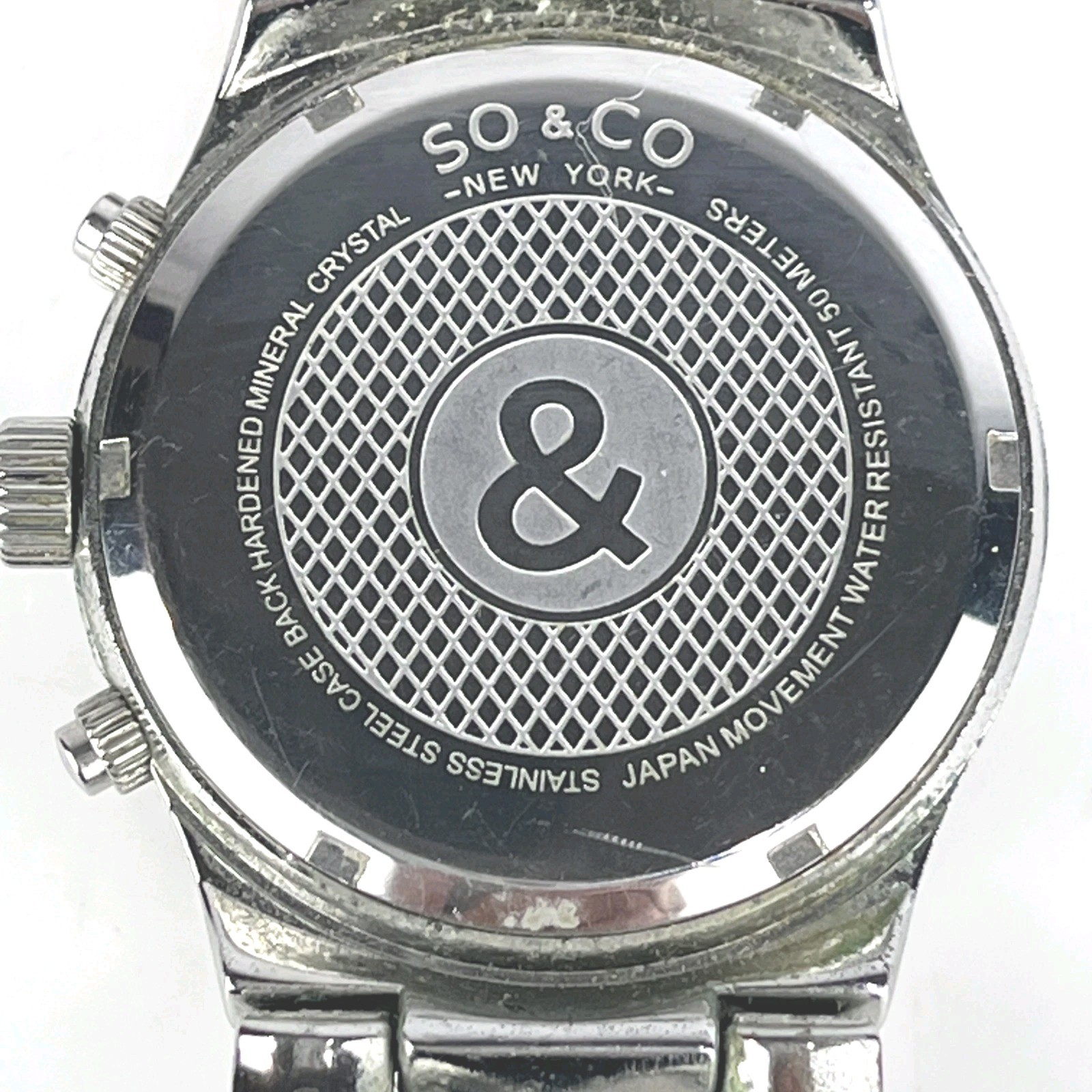 SO & CO Watch Women’s 38mm Silver Tone Purple Multi Dial Day Date New Battery