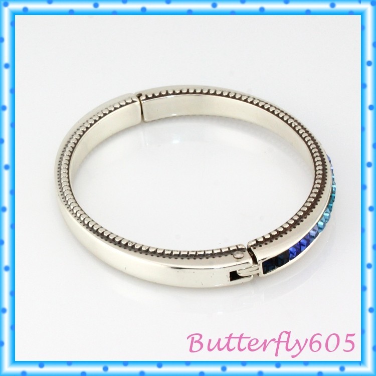 Brighton Spectrum Blue Gradient Crystal Oval Bangle Bracelet