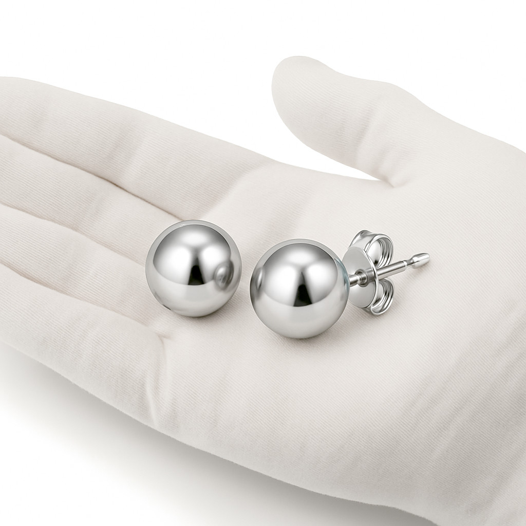 925 Sterling Silver Ball Stud Earrings Pair 3mm 4mm 5mm 6mm 7mm 8mm