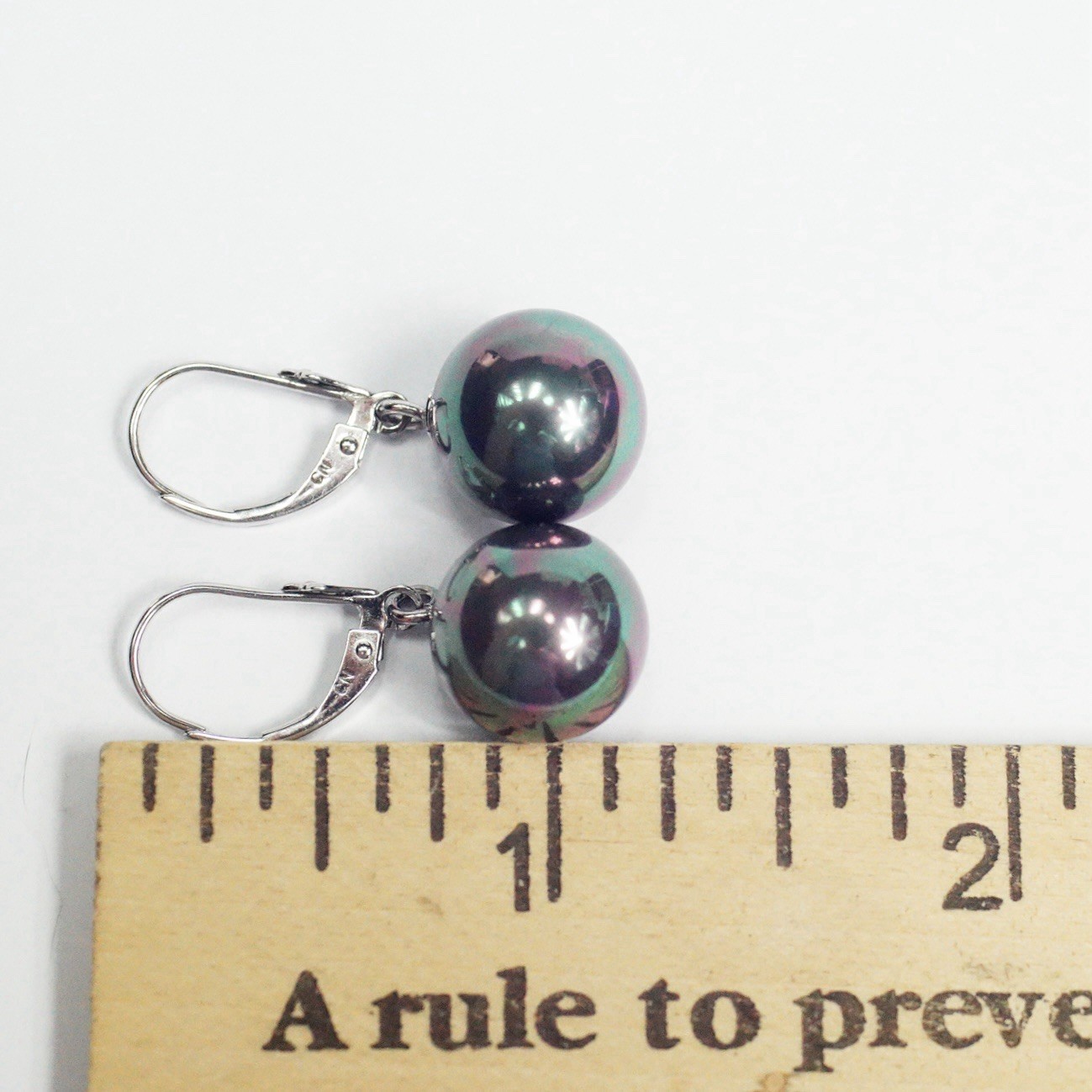 Lucoral Sterling Silver 12.2 mm Imitation Black Pearl Leverback Earrings