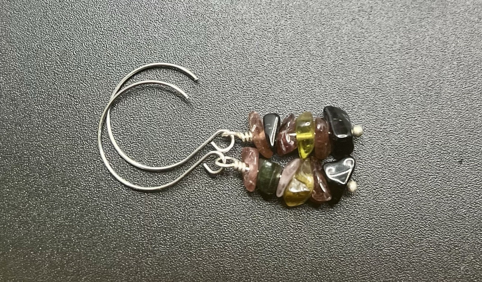Tourmaline (Multi-Color) Black, Green, & Pink Genuine Stone Handmade Earrings