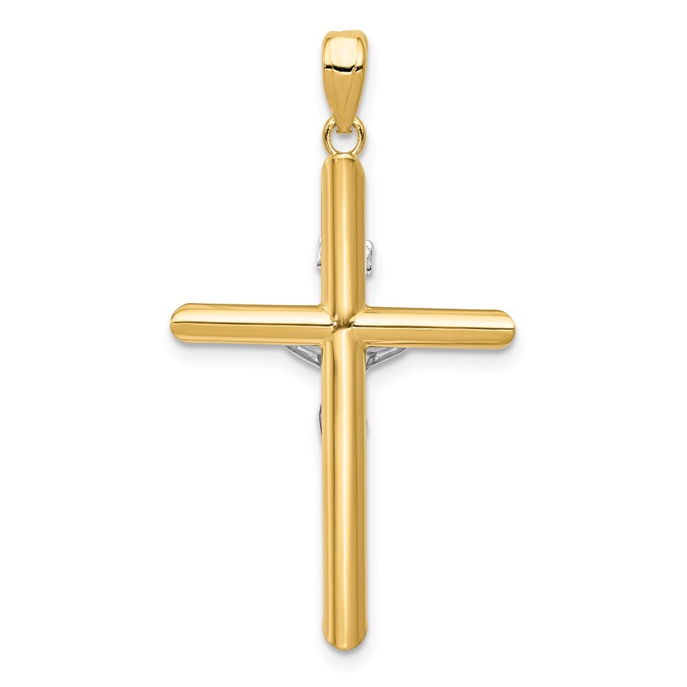 14K Yellow & White Gold Hollow Latin Crucifix Pendant K4326