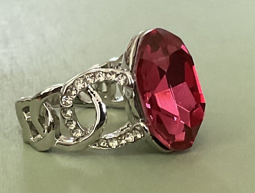HOT PINK TOPAZ RING – 20X14mm Or 18.0ctw – White Accents – .925 SS !!!