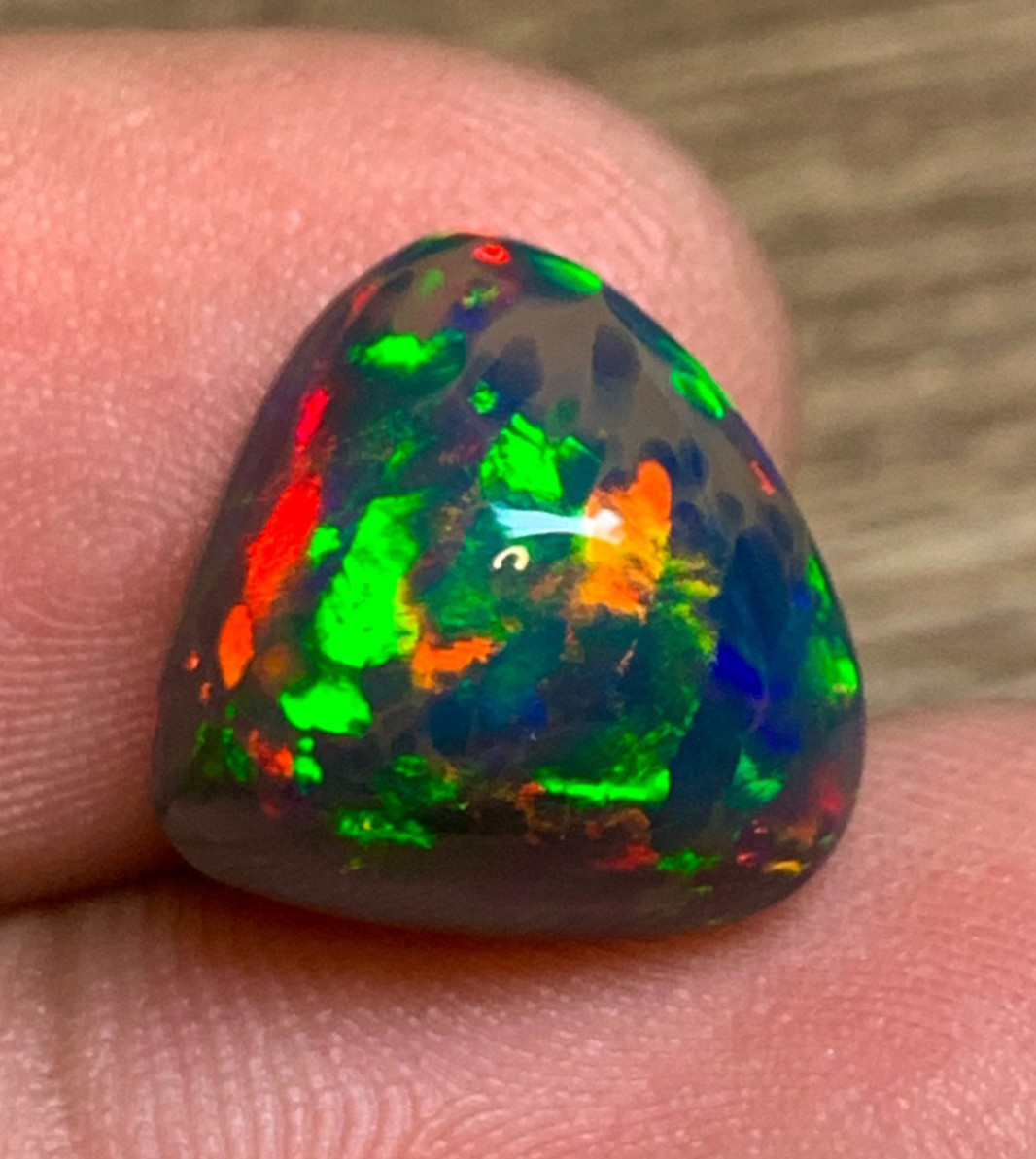 Ethiopian Black Opal Honeycomb Pattern 5crt Pear Cabochon Rainbow Fire Loose Gem