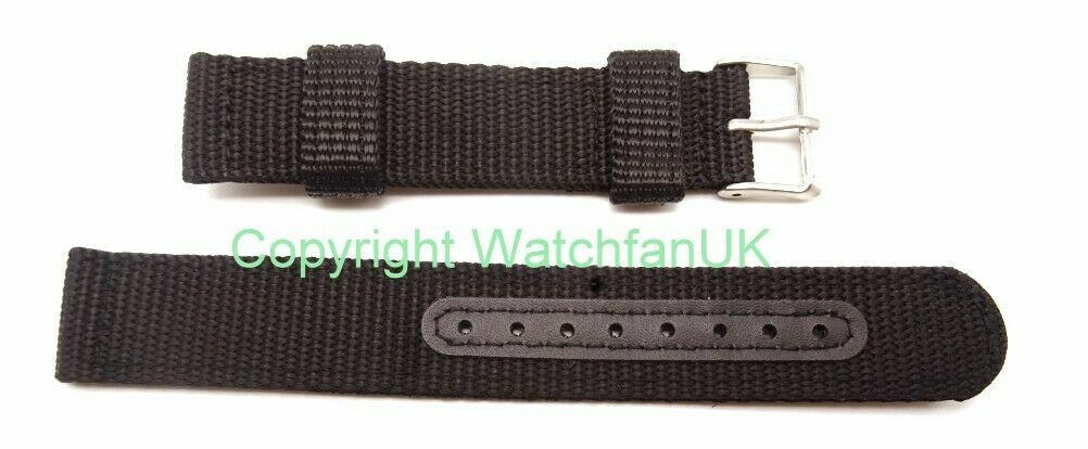 Military Strap – 22MM – Black – Fits Seiko 7S36-03J0 SNZG15K1