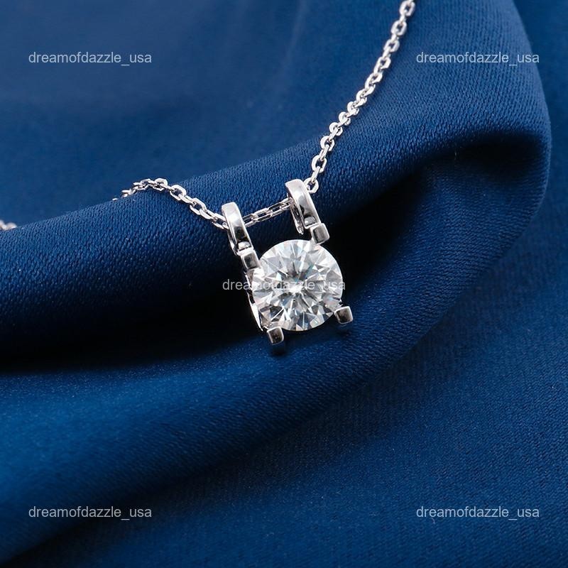 Brilliant Cut Lab Grown Diamond Chain Boho Necklace Jewelry 14K Solid White Gold