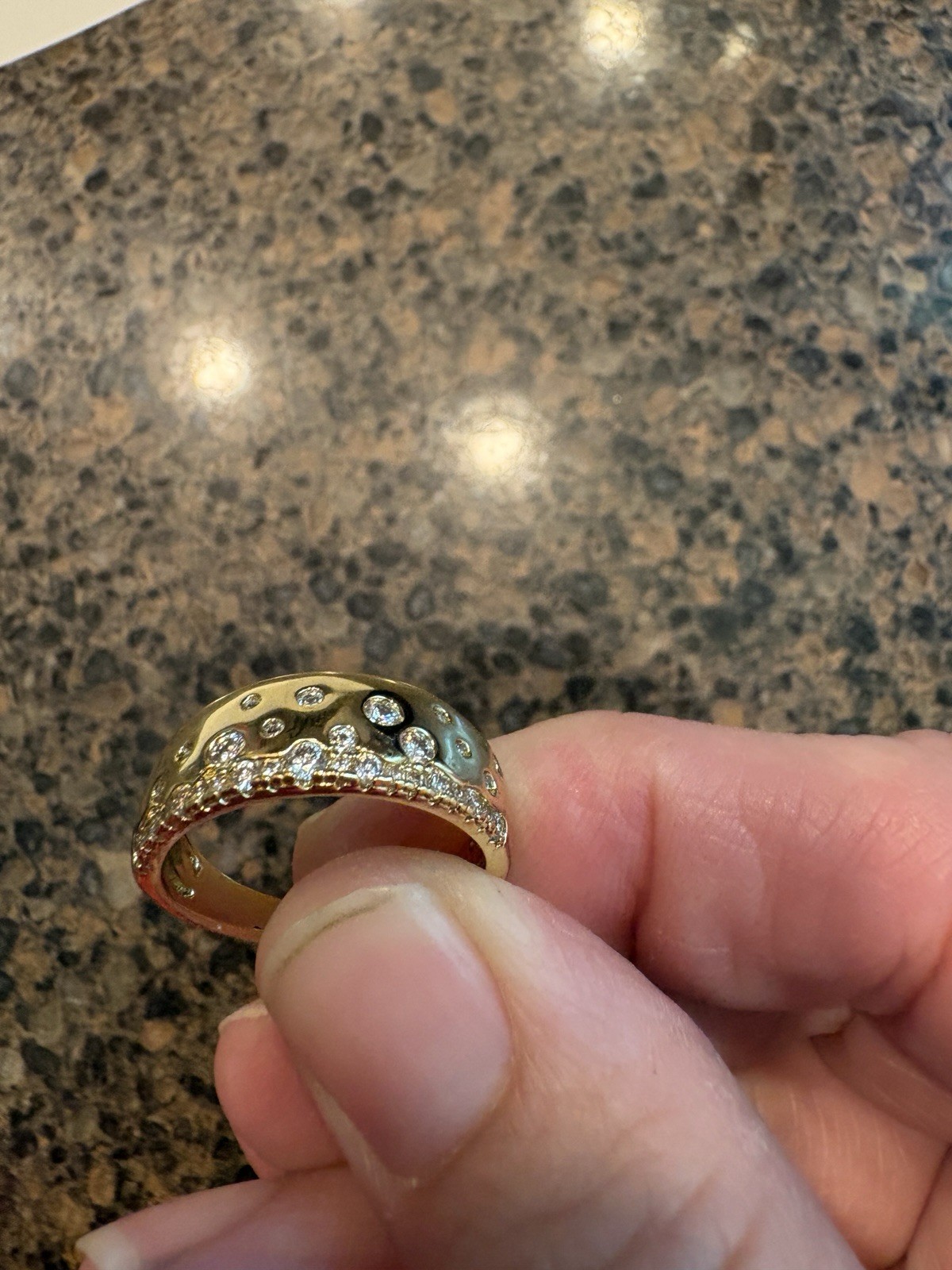 18k Yellow Gold Layered Moissanite Falling Stars Band Ring