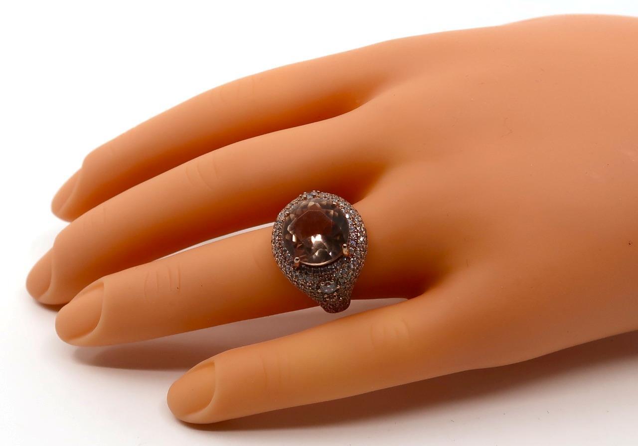 Fuzion Creation FZN Champagne CZ & Sterling Silver Statement Ring, Size 7 1/2