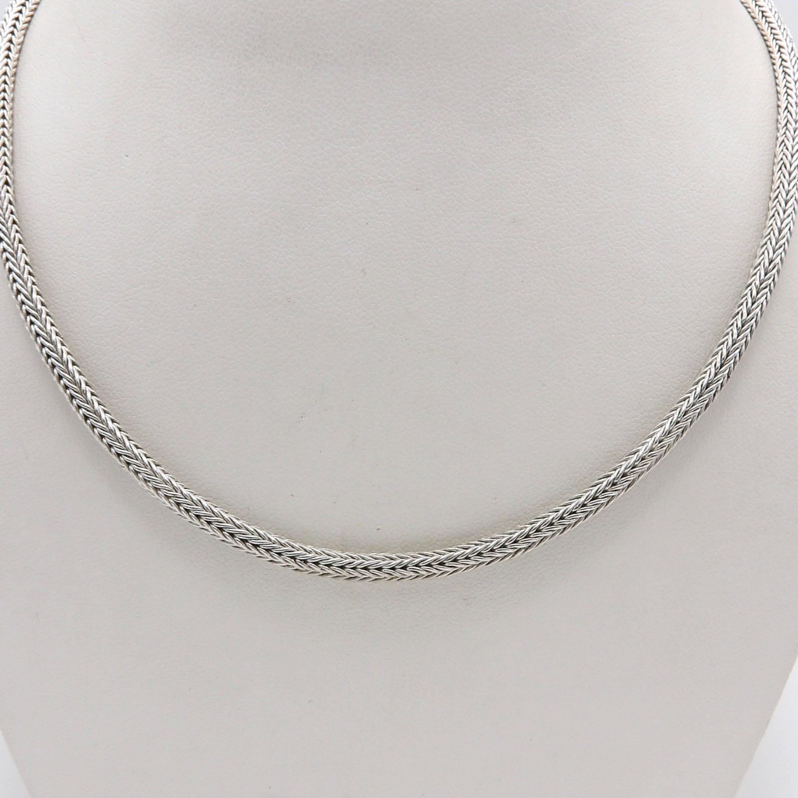 Sterling Silver Bali Round Wheat Link Chain Toggle Necklace 18in 4mm
