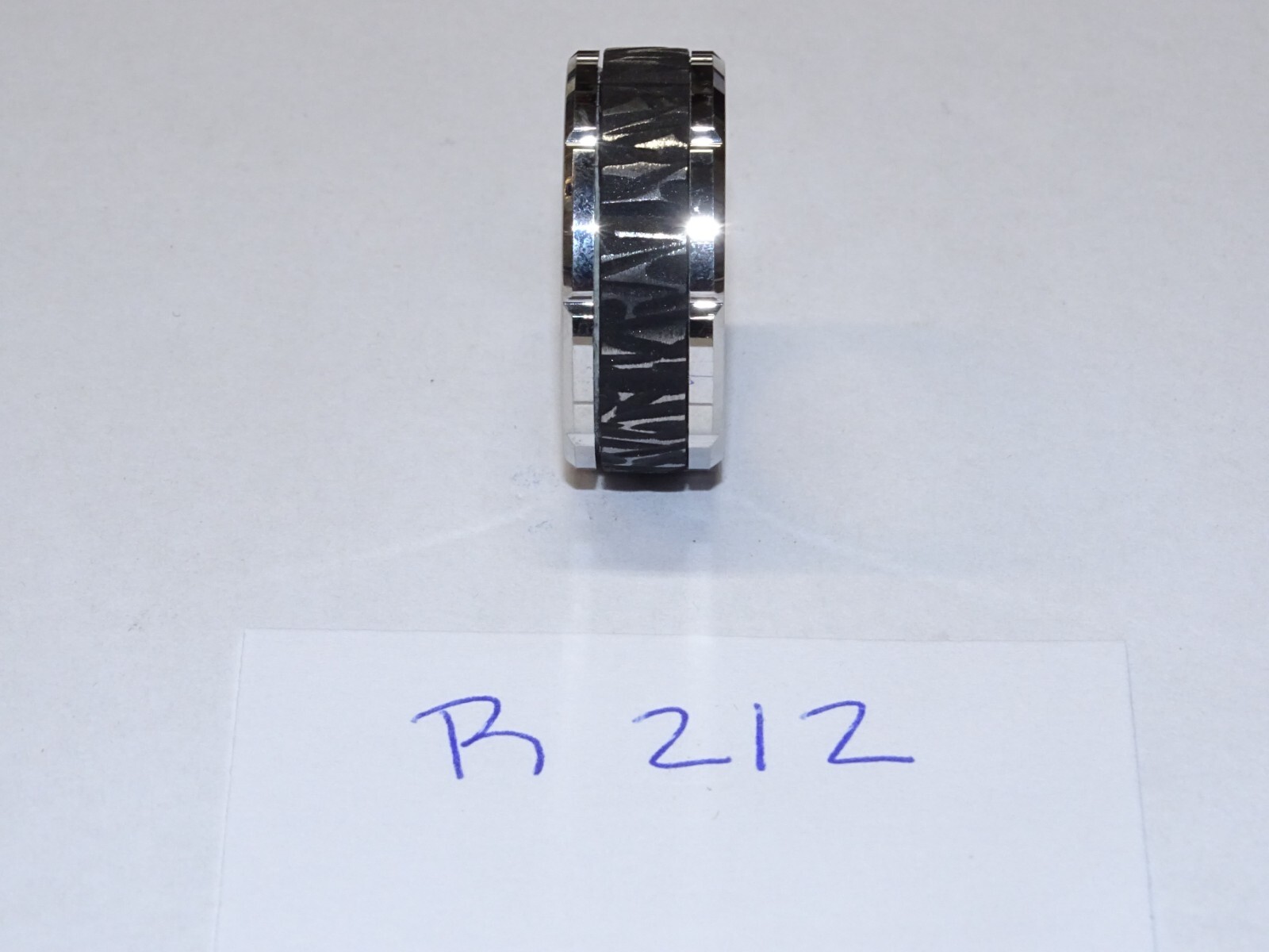 Triton Tungsten Carbide Wedding Band Ring 9mm Size 10. Silver w/ Black. #R212