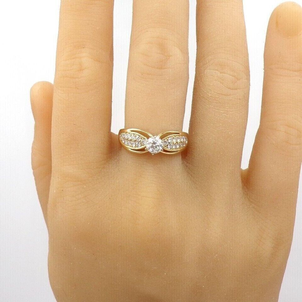 Round Cut Simulated Diamond Stunning Solitaire Band Ring 14k Yellow Gold Plated