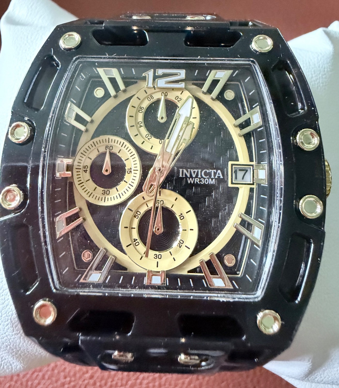 Invicta S1 Rally Men’s Watch Black Gold 70148 42mm Black Silicone Band RV $199