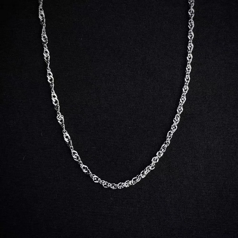 Hip Hop Stainless Steel Water Wave Chain Necklace Retro Gold Color Men Clavicle
