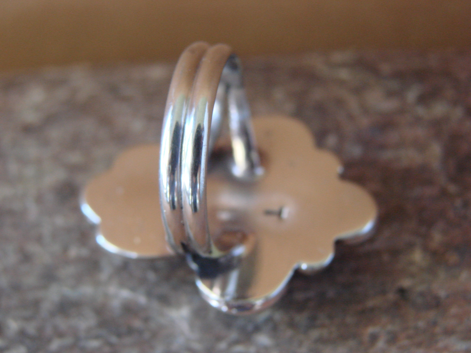 Native American Nickle Silver Turquoise Cross Ring Size 8 by Phoebe Tolta