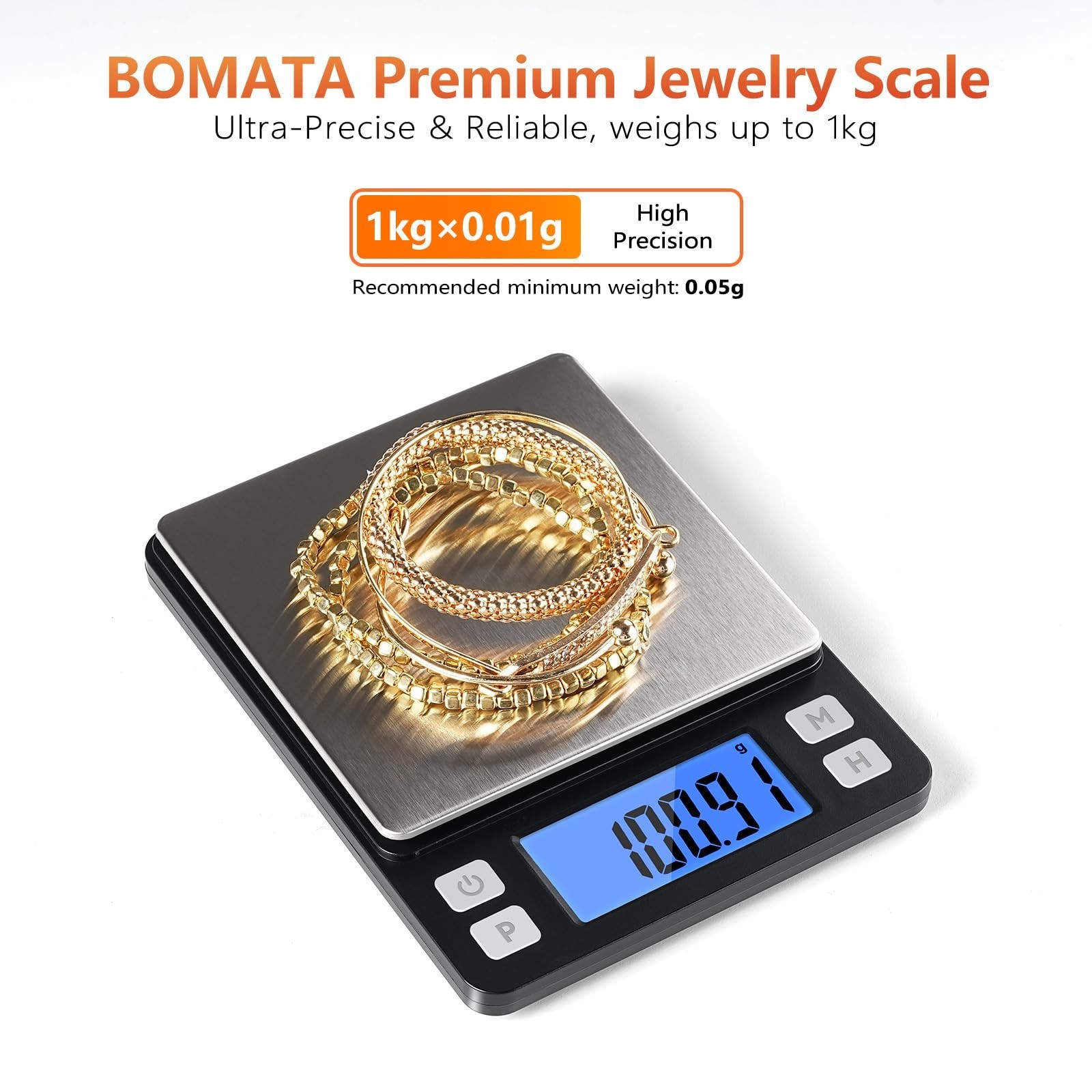 High Precision 0.01g Digital Jewelry Scale 1000g – Portable, Tare, Hold, Countin
