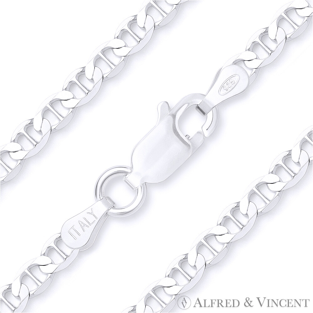 3.5mm Marina Mariner Link Solid .925 Italy Sterling Silver Italian Chain Anklet