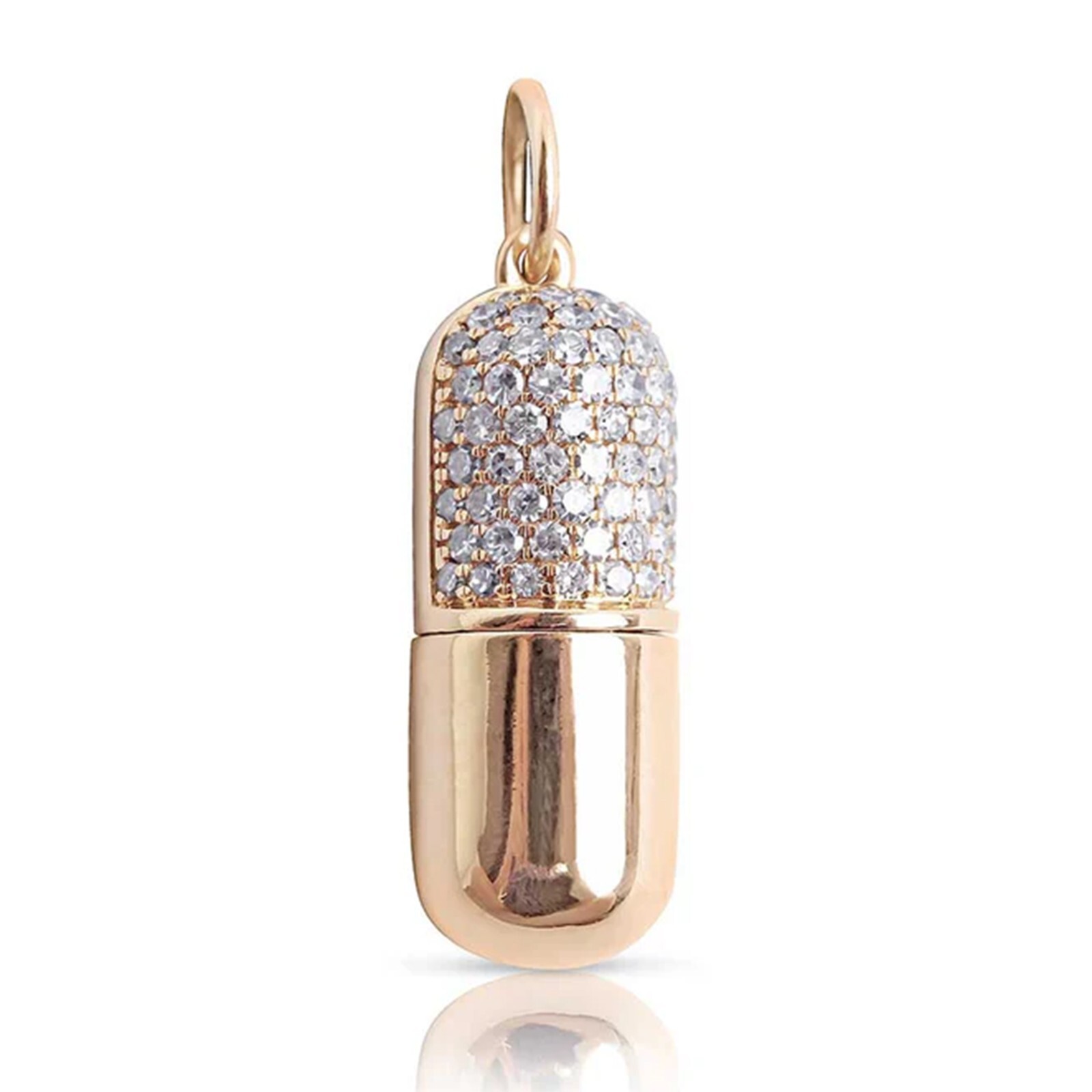 925 Sterling Silver Diamond Handmade Happy Pill Charm Pendant Jewelry